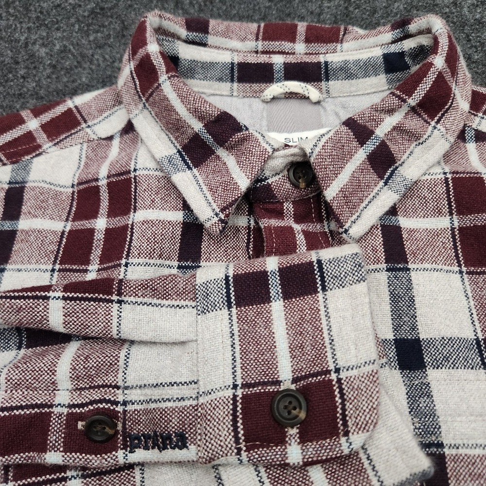 prAna Mens SML Slim Fit Plaid Flannel Button Up‎ Shirt Organic Cotton Gorpcore